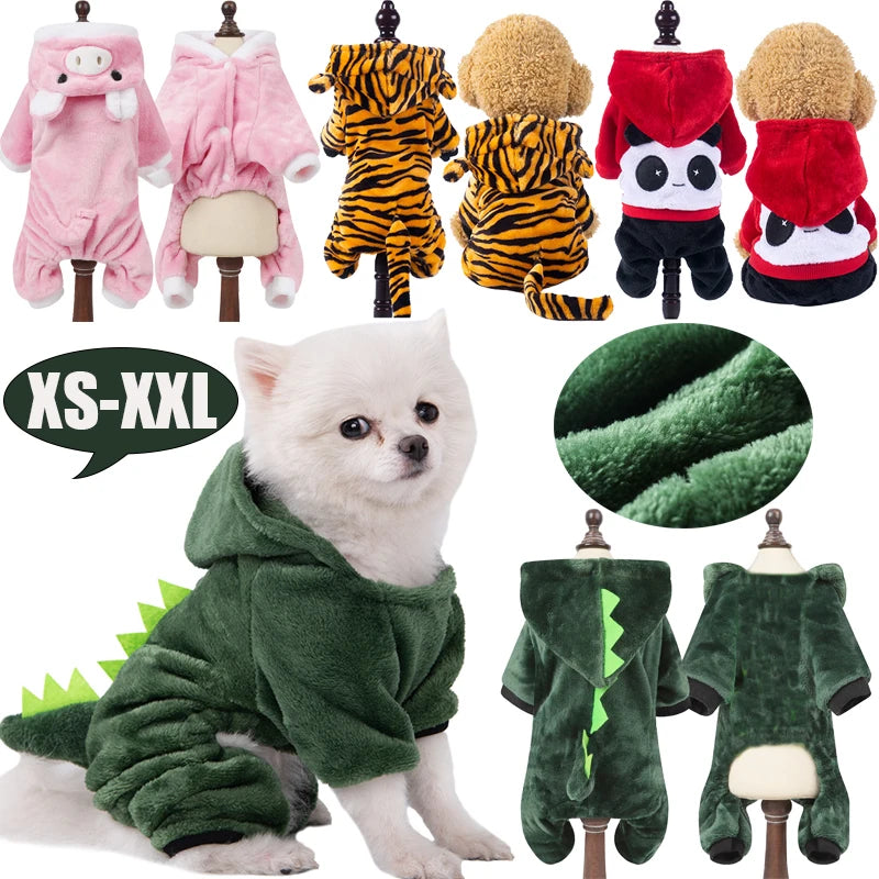 Husdjursdress djurmönster – varm fleece jumpsuit för hund & katt