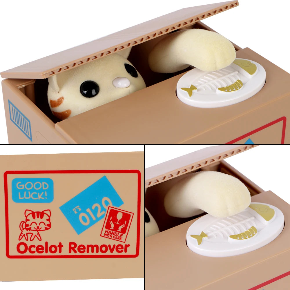 Automatisk sparbössa med katt eller panda – rolig present