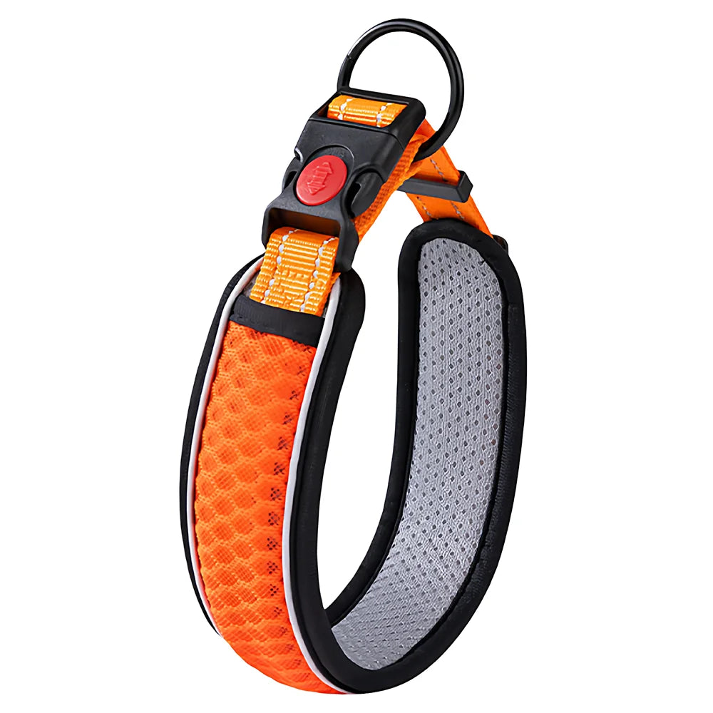 Justerbart hundhalsband med reflexer – andningsbart mesh