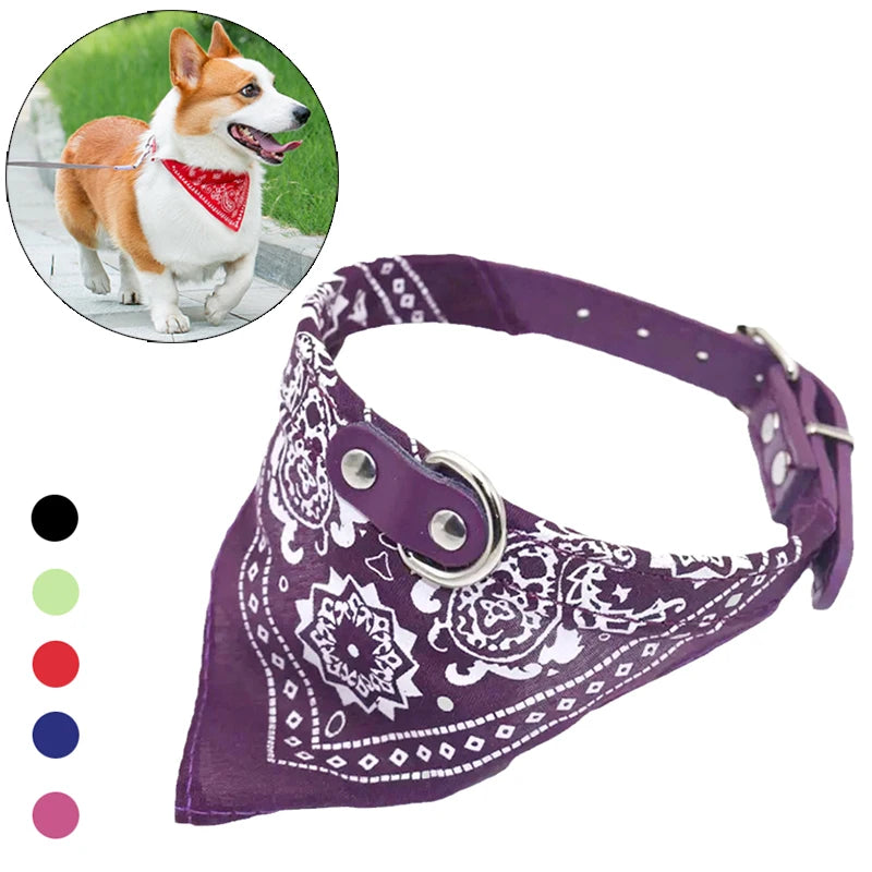 Justerbart halsband med halsduk i PU-läder – katt och hund