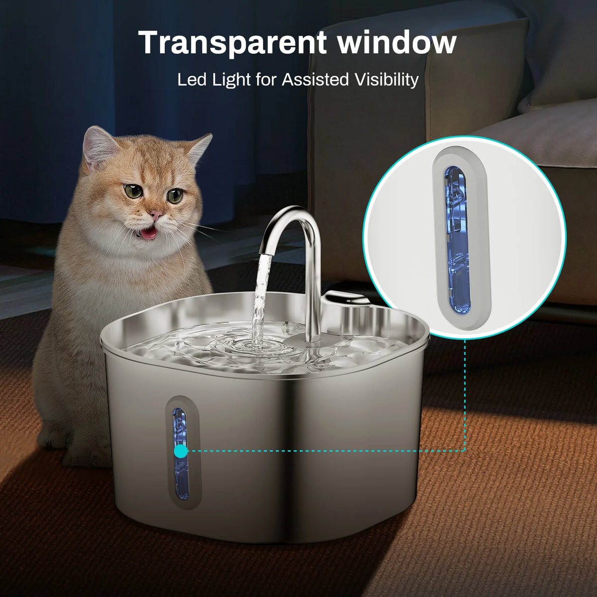 Automatisk Vattenfontän för Katt & Hund – 2,2L Rostfritt Stål