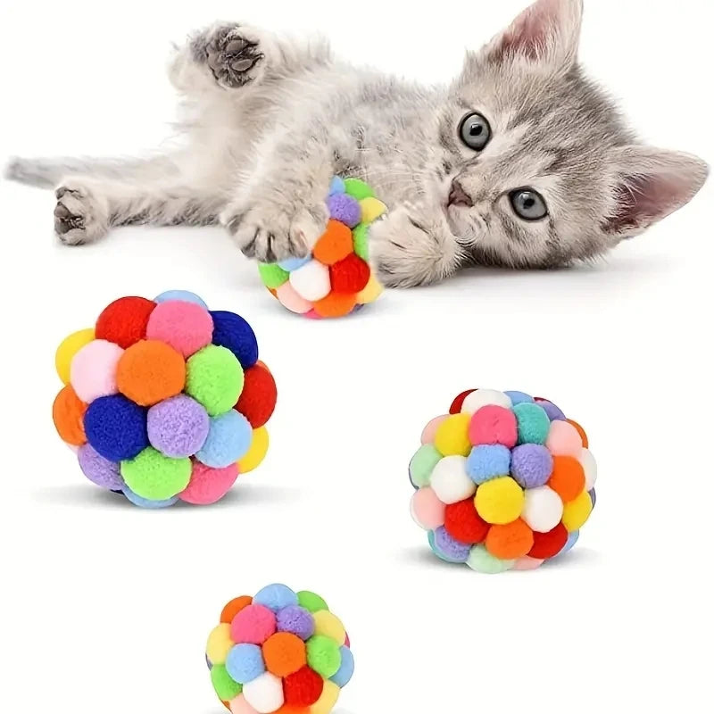 Kattleksaker – Plyscboll, Bjällerboll & Ullboll (1–3-pack)
