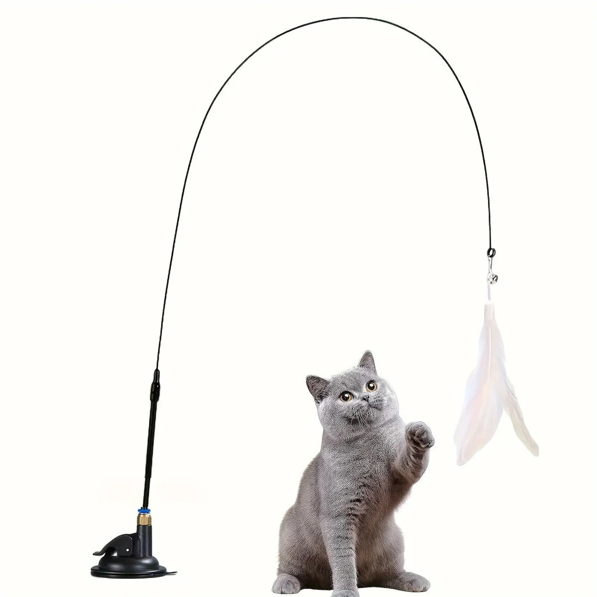 Kattmetsö med fjäder & bjällra – Sugkopp | Normal & Förstärkt