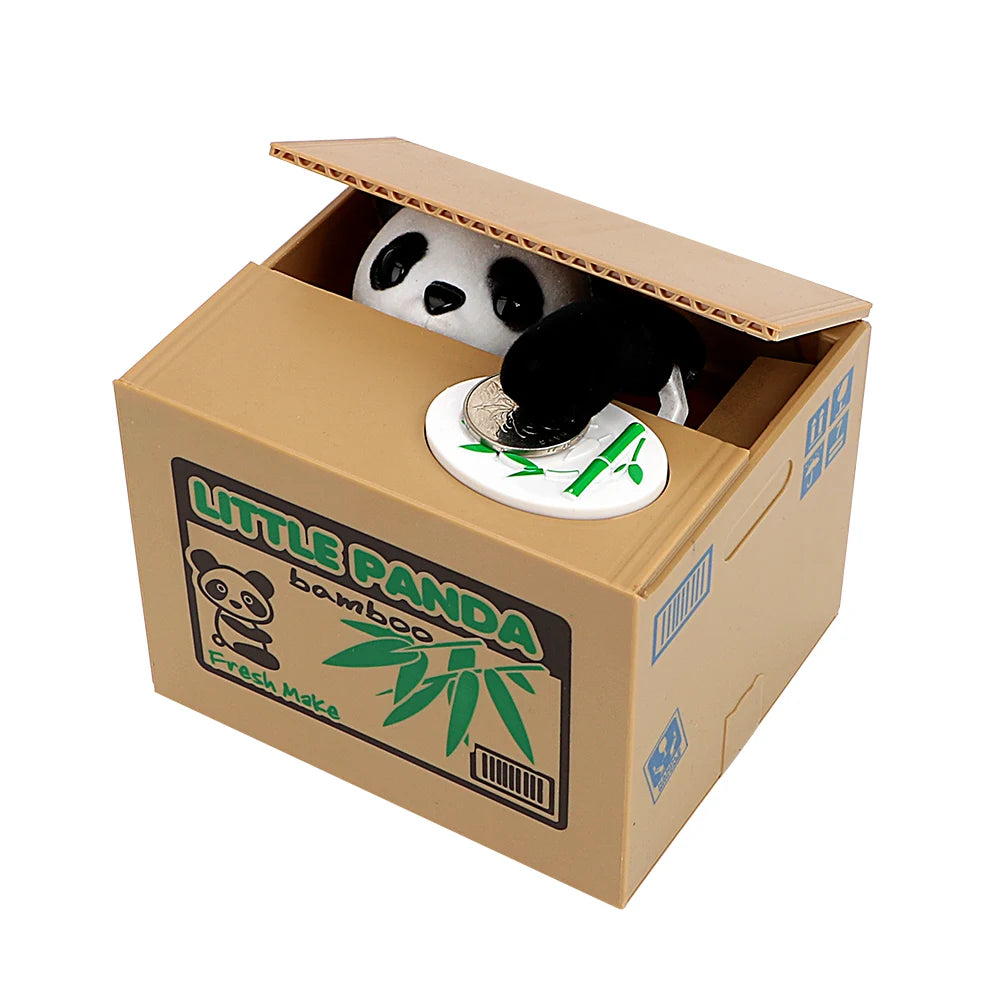 Automatisk sparbössa med katt eller panda – rolig present