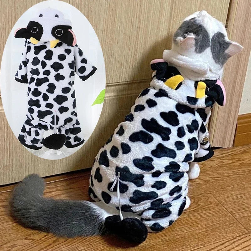 Husdjursdress djurmönster – varm fleece jumpsuit för hund & katt