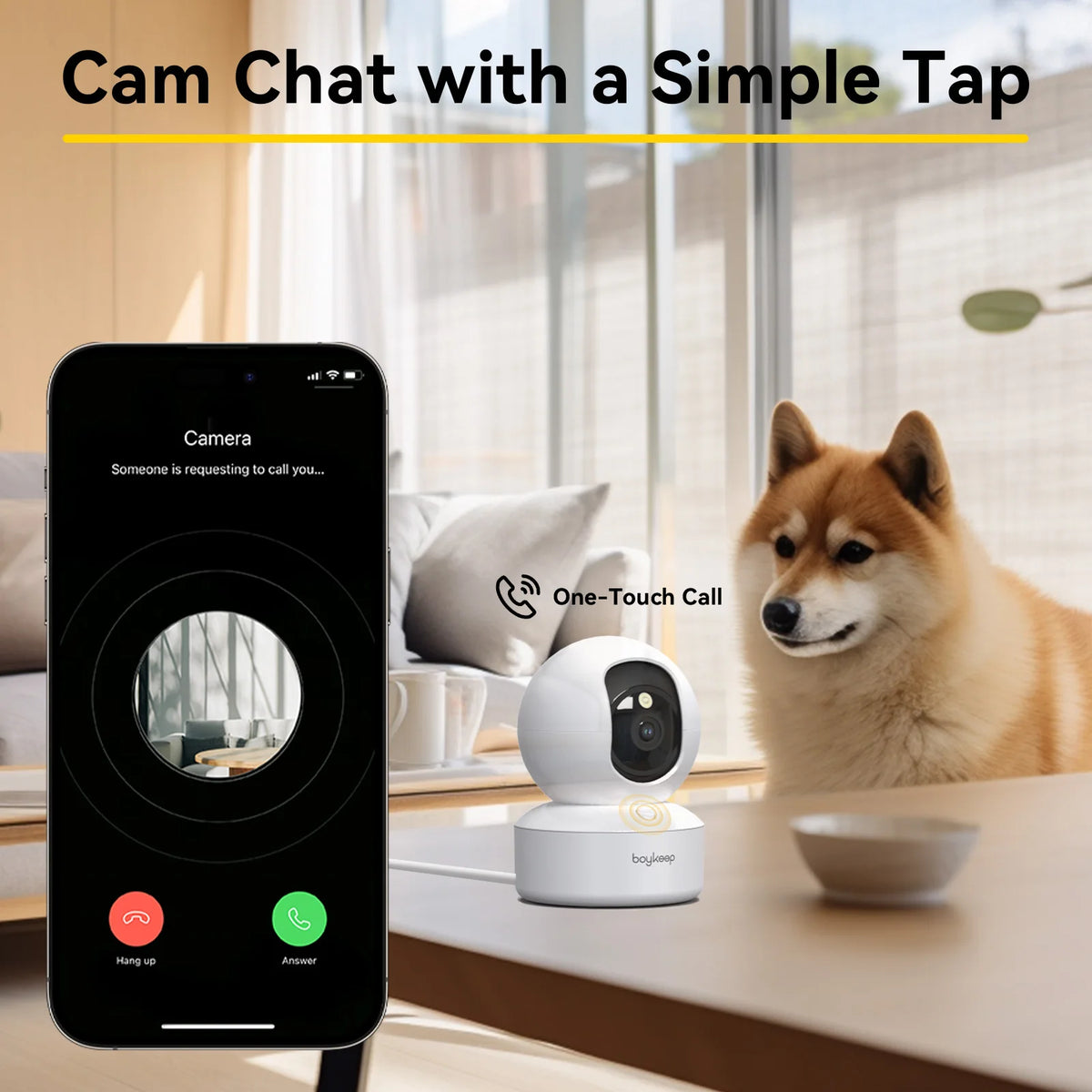 Boykeep 2K Husdjurskamera – 5G WiFi, 360° Pan/Tilt & Nattseende