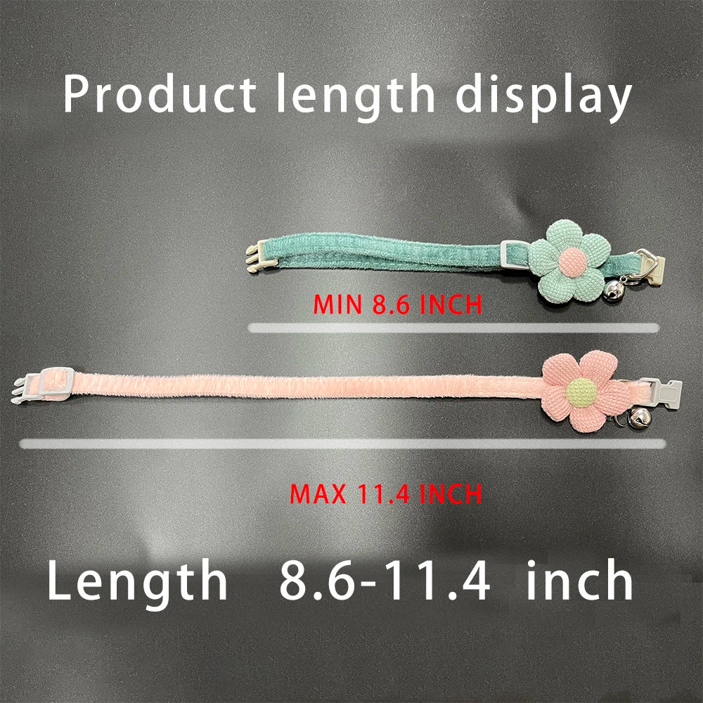 Katthalsband med blomma och klocka – Justerbart 22–29 cm