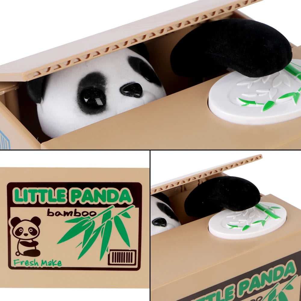 Automatisk sparbössa med katt eller panda – rolig present