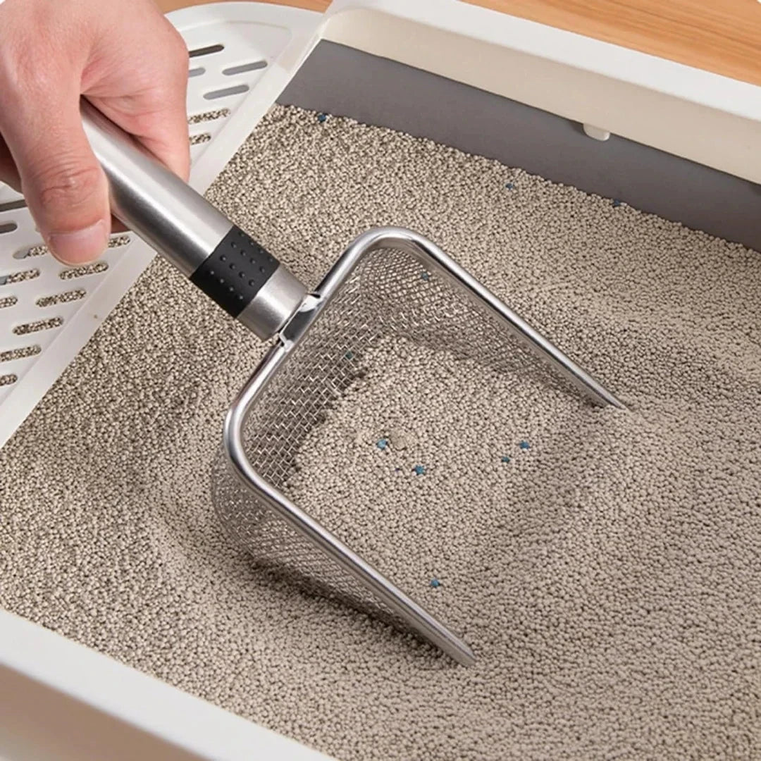 Skopa för kattsand i rostfritt stål – ergonomisk och hållbar