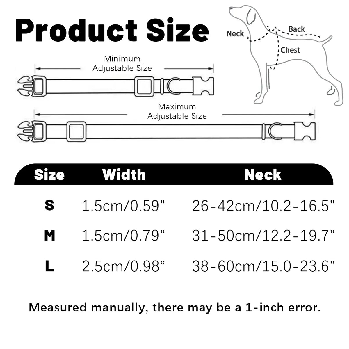 Justerbart hundhalsband med snabbspänne – vadderat polyester