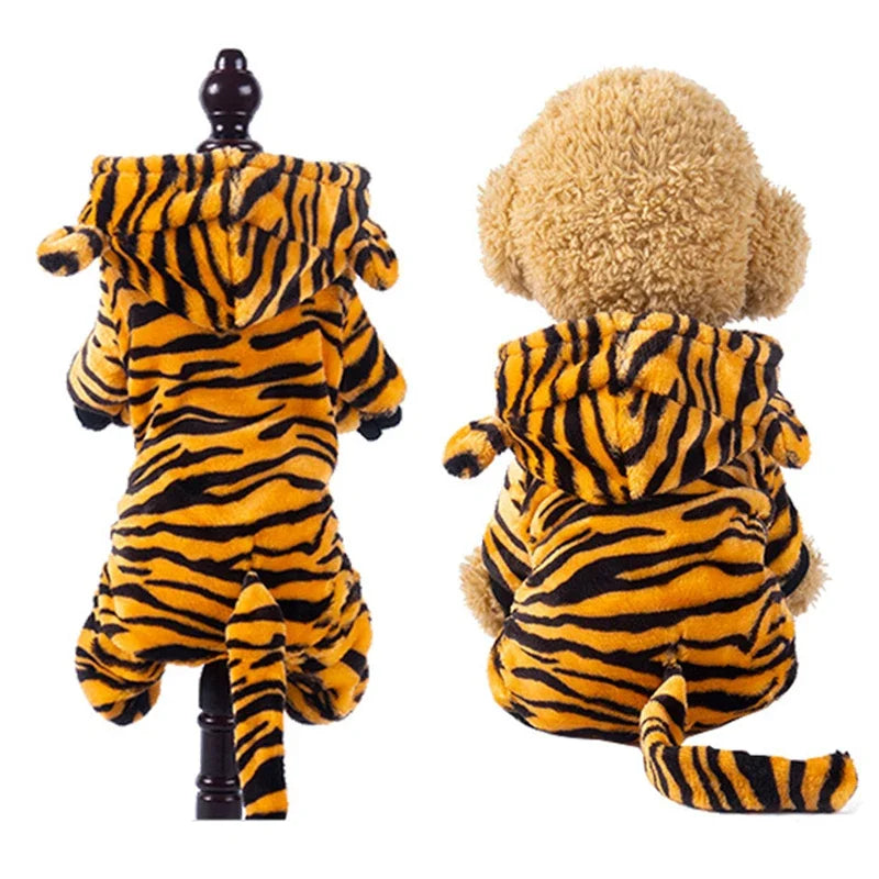 Husdjursdress djurmönster – varm fleece jumpsuit för hund & katt