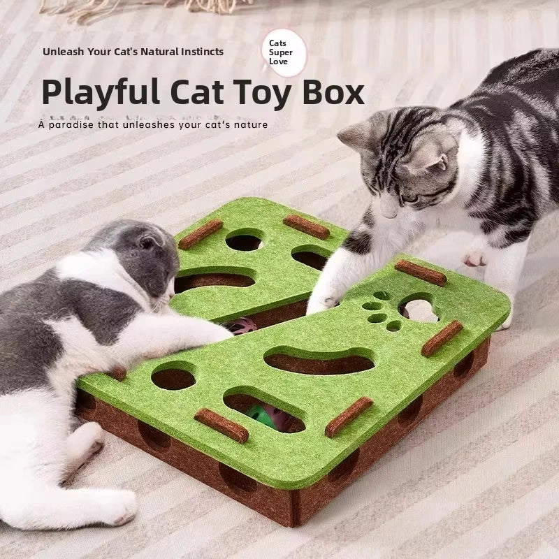 Pusselbox för katt – Interaktiv klösbräda & bollleksak | 6 varianter