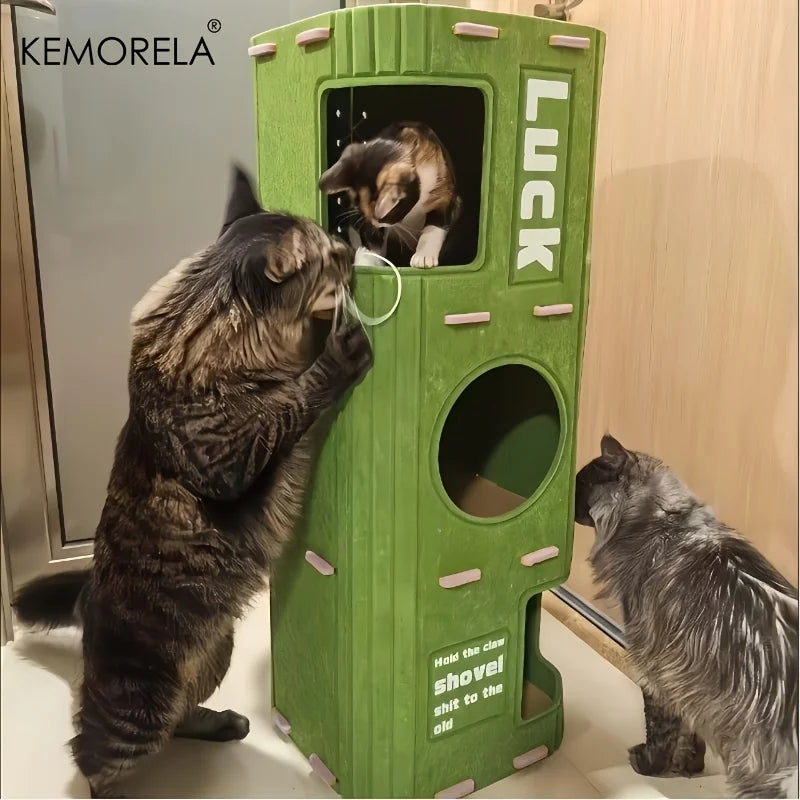 3D Trädformat Katttorn – Klöspålar, Hängande Leksaker & Filtkorg