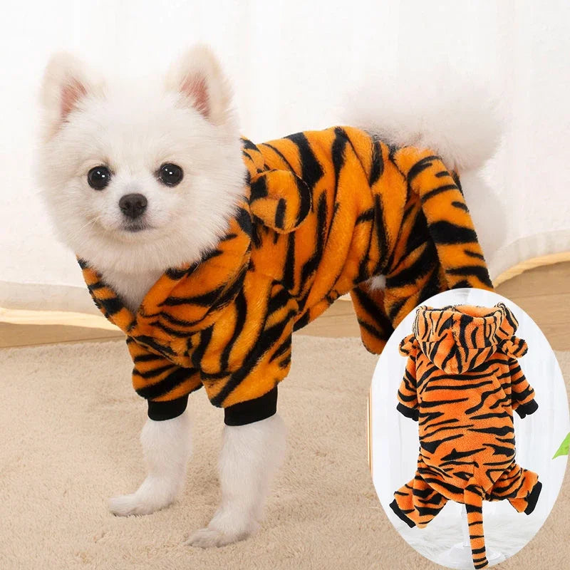 Husdjursdress djurmönster – varm fleece jumpsuit för hund & katt