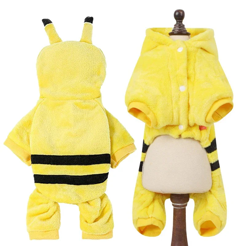 Husdjursdress djurmönster – varm fleece jumpsuit för hund & katt