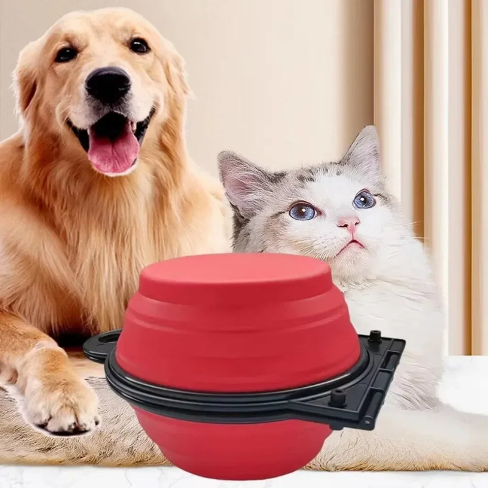 Hopfällbar Reseskål 2-i-1 för Hund & Katt – 500ml Portabel