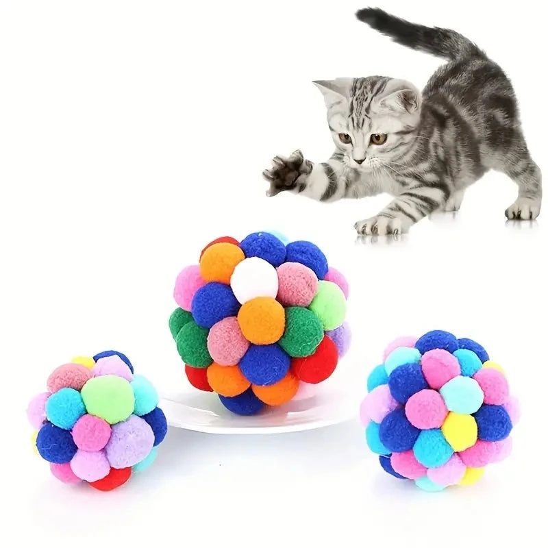 Kattleksaker – Plyscboll, Bjällerboll & Ullboll (1–3-pack)