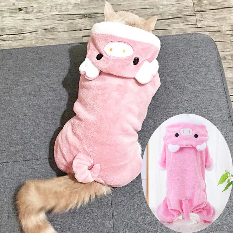 Husdjursdress djurmönster – varm fleece jumpsuit för hund & katt