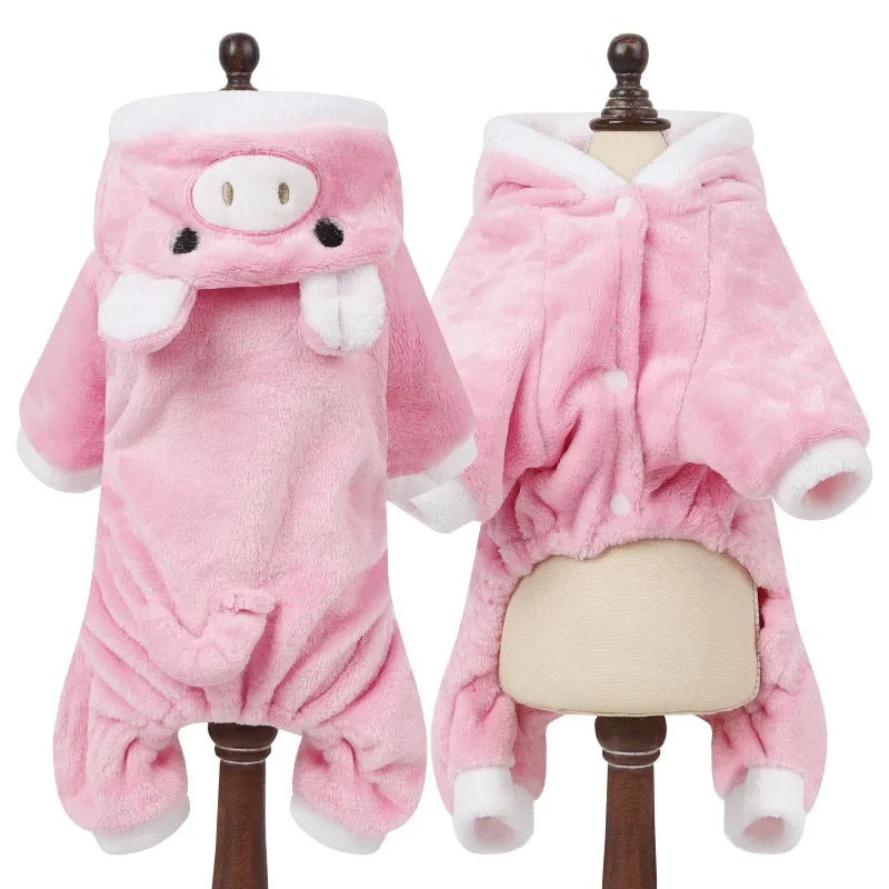Husdjursdress djurmönster – varm fleece jumpsuit för hund & katt